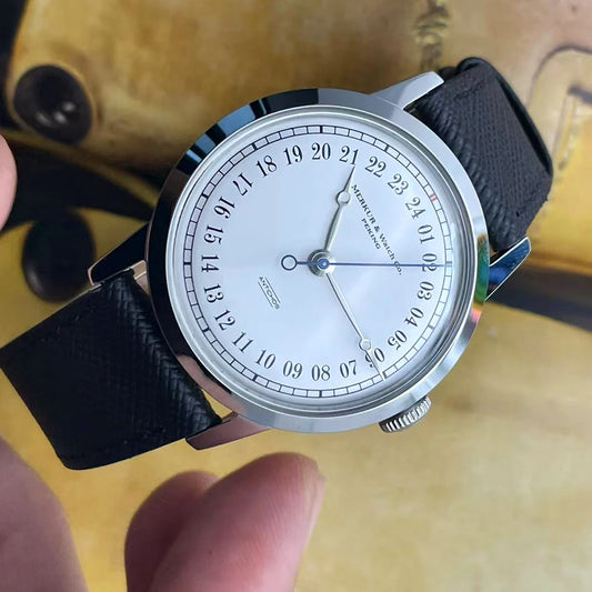 MERKUR White Dial Watch 24H A thinner Case 50m Skin Diver Watch Vintage Automatic Mechanical Watch 38mm Relogio Masculino