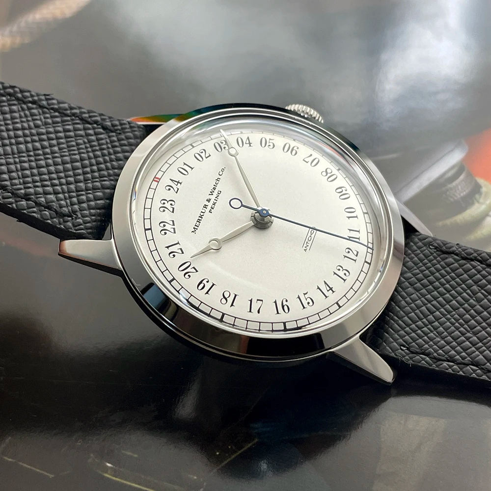MERKUR White Dial Watch 24H A thinner Case 50m Skin Diver Watch Vintage Automatic Mechanical Watch 38mm Relogio Masculino